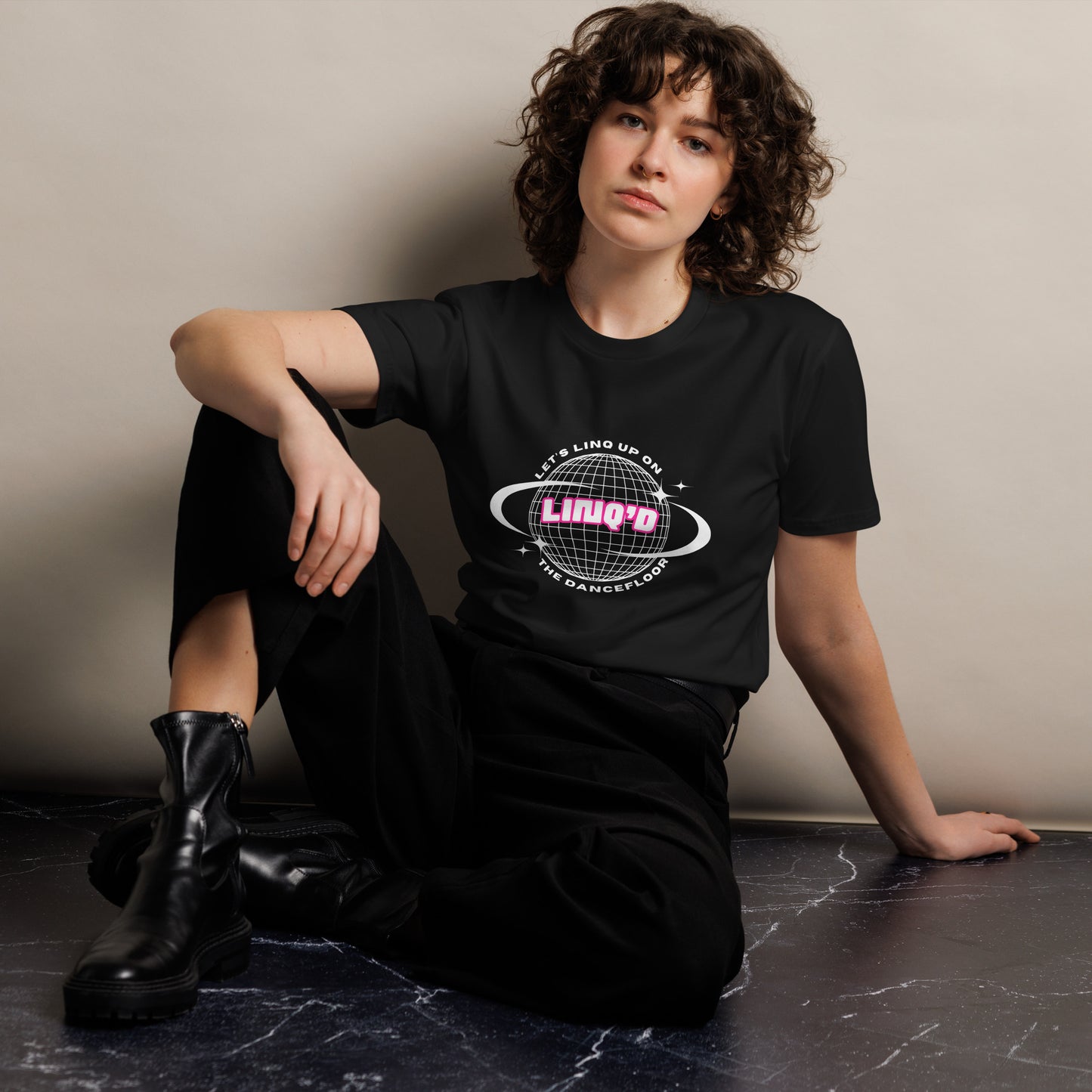 Let's Linq Up Disco Unisex T-Shirt (Black)